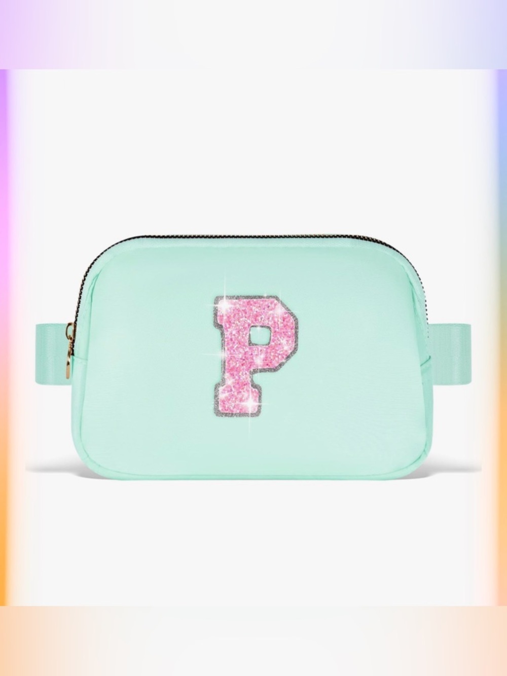 3 x 20$ Mina Green Glitter 'P' Crossbody Bag